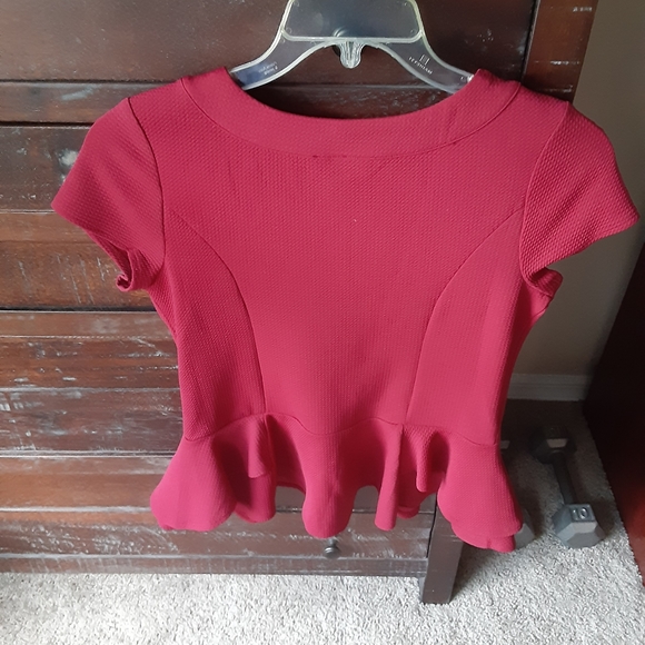 Sold!!!BCX Burgundy Peplum Top - Picture 6 of 8